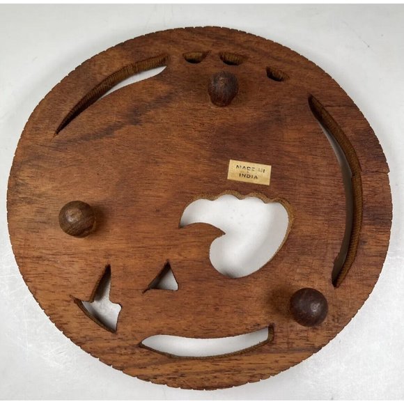 SMALL Handmade Wooden Fish Trivet - with Flaws - Made in India - Picture 2 of 16